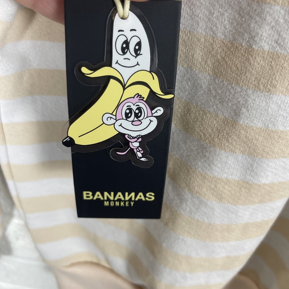 Bananas Monkey Crewneck Sweatshirt Peach Striped Mens Size M Streetwear - Picture 5 of 9